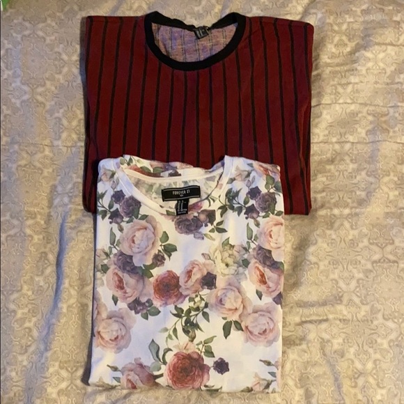 Forever 21 Shirts 2 Mens Floral Pinstripe Size Xl Poshmark